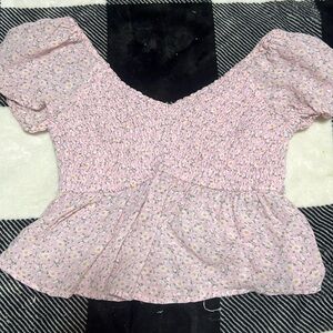 Hollister Pink and White Crop top